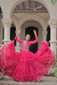 Pink Navratri Special Leheriya Print Lehenga Choli with 12 Mtr Flair & Mirror Lace Work ClothsVilla