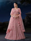 Pink Net Lehenga Choli Set with Dazzling Embroidery ClothsVilla