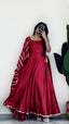 Pink Premium Japan Silk Gown with Digital Print Chinon Dupatta – Fully Stitched ClothsVilla