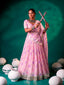 Pink Silk Floral Printed Lehenga ClothsVilla