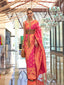 Pink Traditional Banarasi Silk Blend Saree with Unstitched Blouse Piece ClothsVilla