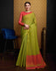 Pista Elegant Woven Design Linen Blend Saree with Zari Border ClothsVilla