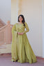 Pista Gold Crush Fabric Embroidered Gown Set with Matching Dupatta – Sequins & Multi Thread Work Clothsvilla
