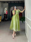 Pista Green Luxuriously Plain Burberry Silk Frock for Effortless Summer Elegance ClothsVilla
