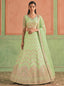 Pista Green Organza Embroidered Foil Mirror Work Lehenga Choli Clothsvilla