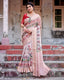 Peach Banarasi Silk Saree with Intricate Paisley and Floral Design BANARASI PRINTED