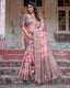 Peach and Brown Abstract Design Banarasi Silk Saree with Zari Weave and Tassel-Embellished Pallu BANARASI PRINTED
