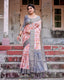 Graceful Grey Banarasi Silk Saree with Floral Elegance and Zari Accents BANARASI PRINTED