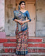 Multicolor Tussar Silk Saree with Vibrant Floral Weaves and Striped Pallu DIGITAL PRINT