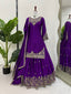 Purple Chinon Silk Lehenga Set with Sequin Work & Lace Border Dupatta Full-Stitched Traditional Wear ClothsVilla