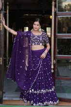 Load image into Gallery viewer, Purple Color Elegance Designer Faux Blooming Lehenga Choli Set ClothsVilla