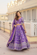 Load image into Gallery viewer, Purple Designer Dyeable Pure Viscose Jacquard Fabric Lehenga Choli &amp; Dupatta Set ClothsVilla