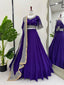 Purple Designer Faux Georgette Semi-Stitched Lehenga Choli with Sequin Embroidery & Butterfly Net Dupatta ClothsVilla