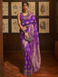 Purple Elegant Banarasi Silk Blend Saree with Unstitched Blouse Piece ClothsVilla