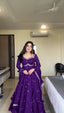 Purple Elegant Faux Georgette Anarkali Set with Thread & Sequin Work, Paired with Comfortable Pant & Lace-Detailed Dupatta ClothsVilla