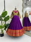 Purple Elegant Jequrd Silk Gown with Koti ClothsVilla