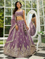 Purple Elegant Organza Semi-Stitched Lehenga Set with Sequin & Thread Embroidery ClothsVilla