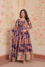Purple Elegant Russian Silk Digital Print Gown with Embroidered Sequins Work & Dupatta ClothsVilla