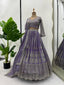 Purple Elegant Spark Semi-Stitched Lehenga Choli Set – Faux Georgette with Thread & Sequin Work ClothsVilla
