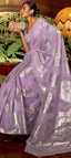 Purple Elora Fashion Banarasi Silk Unstitched Saree with Designer Border ClothsVilla