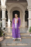 Purple Faux Georgette Bandhani Shrug with Kutchi Patchwork ClothsVilla