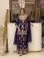 Purple Heavy Embroidered Plazzo Dupatta Set ClothsVilla