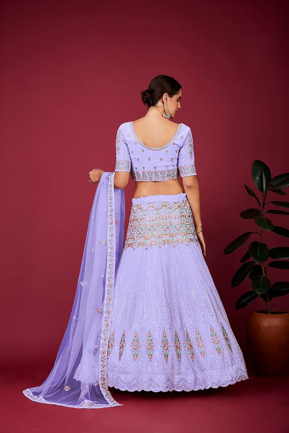 Designer Purple Lehenga Choli with Thread Work ClothsVilla