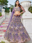Purple Multi-Color Sequin Embroidered Net Lehenga Choli Dupatta Set ClothsVilla