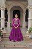 Purple Navratri Special Leheriya Print Lehenga Choli with 12 Mtr Flair & Mirror Lace Work ClothsVilla