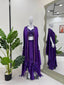 Purple Satin Silk Dhoti Style Set with Embroidered Choli & Tassel Shrug – Ready to Wear ClothsVilla