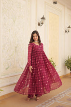 Load image into Gallery viewer, Rani Pink Faux Georgette Foil Print Readymade Top with Pant Set ClothsVilla