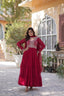 Rani Pink Premium Designer Readymade Gown with Dupatta – Elegant Embroidered Pearl Work ClothsVilla