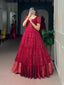 Red Bandhej Print Long Dress ClothsVilla