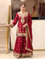 Red Chinon Silk Embroidered Palazzo Suit ClothsVilla