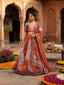 Red Digital Print Silk Lehenga Set ClothsVilla