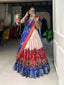 Red Dola Silk Lehenga Choli with Kalamkari Print & Weaving Border ClothsVilla