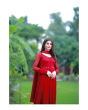 Load image into Gallery viewer, Red Elegant Georgette Silk Anarkali Suit with Modern Touch ELORIYA