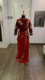 Red Elegant Ready-to-Wear Georgette Saree with Velvet Blouse - Sequins, Dori & Zari Work Product Description: ClothsVilla