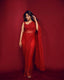 Red Eternal Elegance Sparkling Net Saree with Rainbow Sequins ClothsVilla