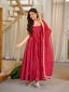 Red Heavy Embroidered Gown ClothsVilla