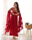 Red New Naira Alia Cut Fit Embroidery Kurta with Dupatta Set – Ready to Wear