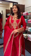 Red Premium Designer Readymade Chinon Silk Top, Plazzo & Dupatta Set – Party Wear Elegance Clothsvilla