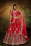 Red Pure Silk Moti & Zarkan heavy embroidery Semi-Stitched Lehenga choli & Dupatta Clothsvilla