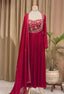 Red Rangoli Crush Embroidered Gown ClothsVilla