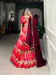 Red Regal Tussar Silk Stitched Lehenga Set with Vichitra Silk Dupatta