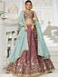 Rose Gold Elegant Chiffon Embroidered Lehenga Set with Dupatta & Blouse ClothsVilla