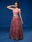 Rose Gold Net Sequinse Work Semi-Stitched Lehenga & Unstitched Blouse, Dupatta ClothsVilla