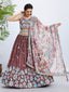 Rose Gold Sequin Embroidered Lehenga Choli Set with Multicolor Organza Dupatta ClothsVilla