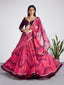 Rose Organza siroski stone work Leheriya print Semi-Stitched Lehenga choli & Dupatta ClothsVilla