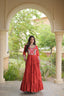 Rust Cotton Mirror & Real Codi Work Gown ClothsVilla